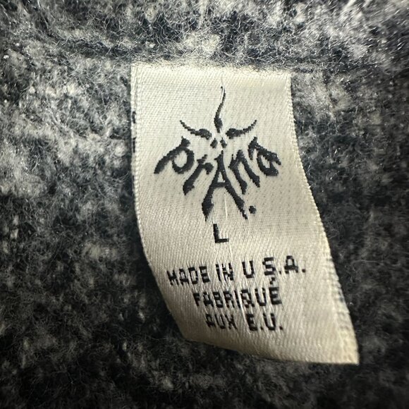 Prana Womens Full Zip Gray Black Sweater Jacket Size Large High Collar USA Made - Picture 2 of 8